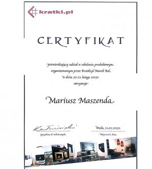 Certyfikat udziału w szkoleniu kratki pl